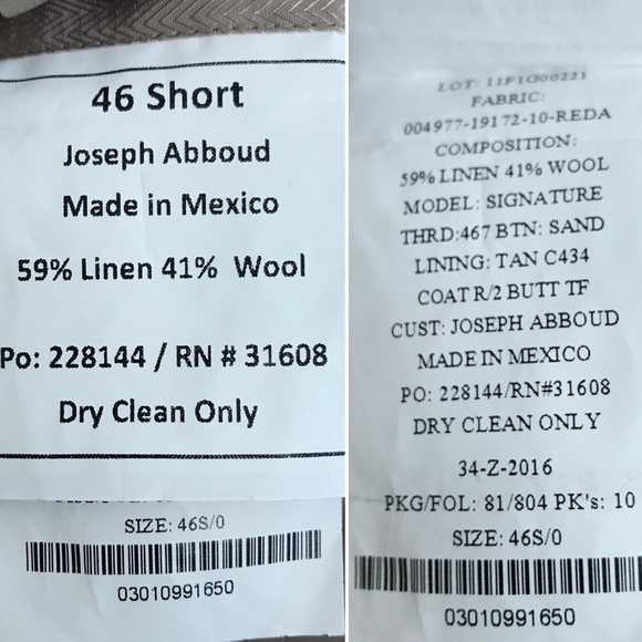 SOLDLinen Wool Sport Coat Beige Reda Joseph Abboud - Picture 8 of 8